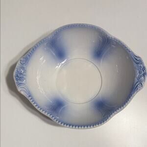 Victorian Dream Elegant Blue and White Embossed Bowl